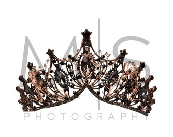 Black Copper Overlay Two-Angle Crown Copper Diamond Crystal Digital Crown Composites Dual Angle Front Side Crown Black Diamond Crown Overlay