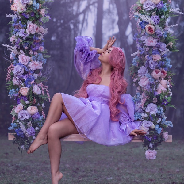 Lavender Haze Flower Swing Digital Background/Backdrop Bundle for Photographer Composites- Purple/Pink/Blue Flowers