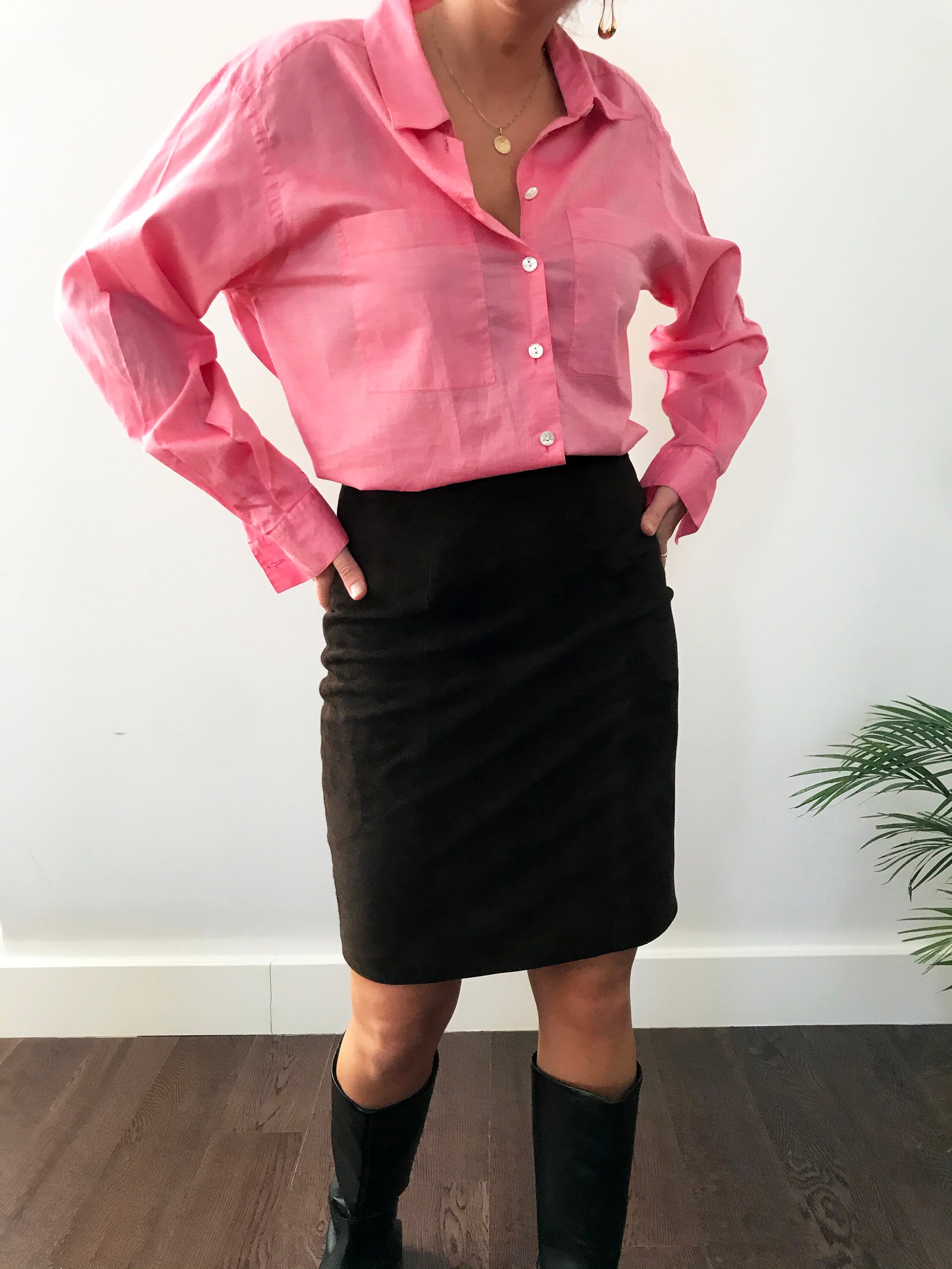 スカート CELINE Suede skirt with Triomphe buttons RJ04P712K19KO Vintage Celine Suede Skirt - Etsy