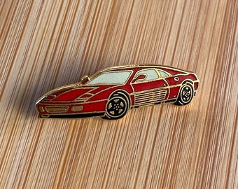 Maravilloso pin de solapa de bronce Ferrari Testarossa de esmalte vintage