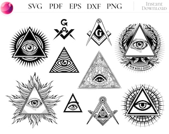 Masonic SVG Bundle, Freemason Square And Compass Cut Files, Fraternity Symbols Clipart For Cricut And DIY Crafts