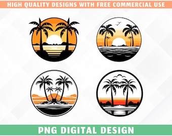 Tropical Island SVG Bundle, Palm Tree Beach Clipart, Sunset Paradise Vacation Cut Files For Cricut And DIY Crafts