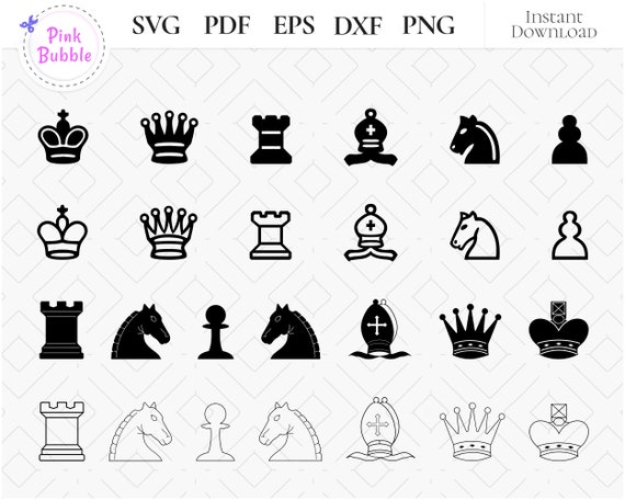 Chess Pieces Svg. Vector Cut file for Cricut, Silhouette, Pdf Png Eps Dxf,  Decal, Sticker, Vinyl, Pin
