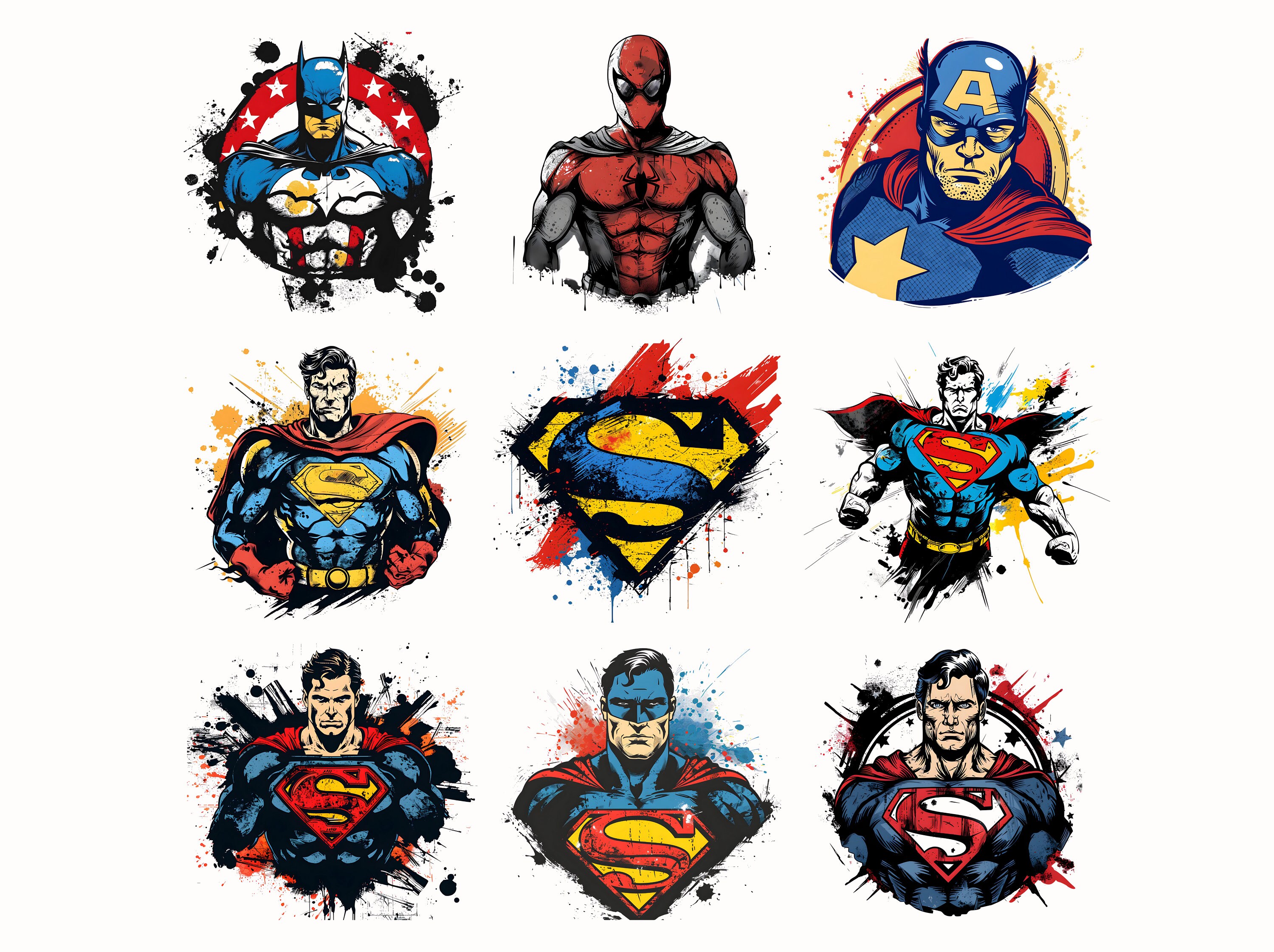 Superhero Clipart Bundle, Superheroes Shirt Sublimation PNG, Superhero ...