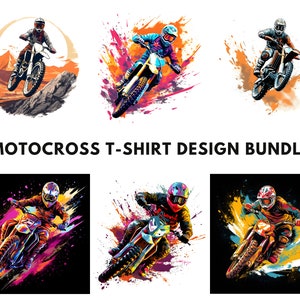 Motocross T-Shirt Design Bundle, Dirt Bike Rider Printable Design, Clipart SVG & PNG Designs, Dirt Bike Design Print for DIY Projects