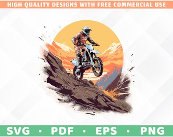 Pilota di motocross PNG e SVG, clipart di moto da cross, disegni per sublimazione e stampa per magliette e lavori DTG.