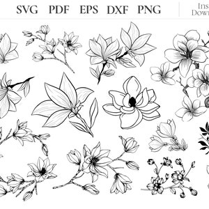 Magnolia SVG, Flower svg, Magnolia Cut Files, Magnolia Clipart, Floral svg, Floral Wreath Svg, Magnolia Wreath, Magnolia Design, Spring Svg