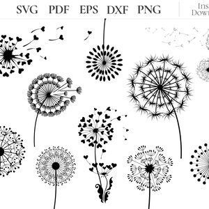 Dandelion SVG, Dandelion Blowing Svg, Dandelion Png, Just Breathe Svg, Flower Silhouette, Cut file for Cricut, Dandelion Clipart