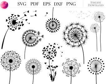 Löwenzahn SVG Bundle Löwenzahn PNG Nur atmen SVG Löwenzahn Silhouette Schleife Blume geschnitten Datei für Cricut Sublimation Design