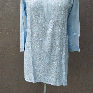 Georgette tops(42L) Handcrafted with Chickenkari work, chikankari work tops, georgette tunic, dyed in full variety of colors