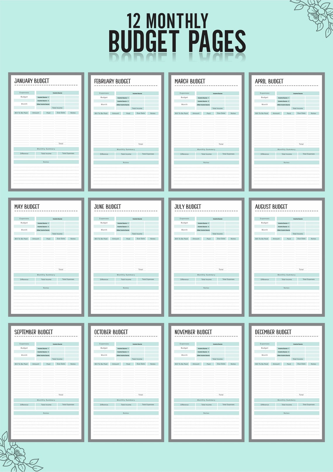 Budget Planner Printable PDF, Printable Budget Binder, Finance Tracker, Printable Financial ...