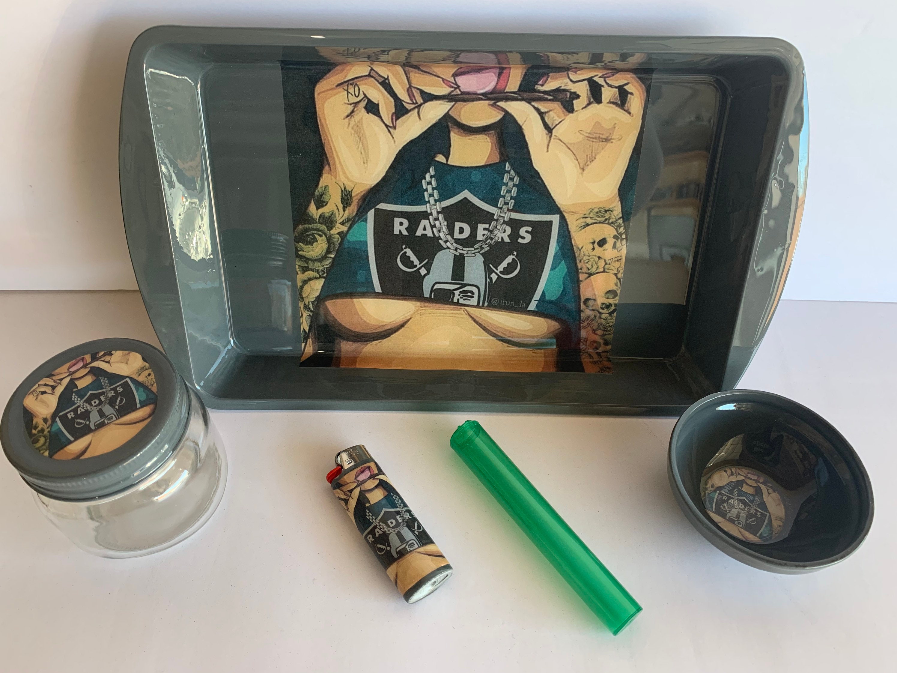 NFL Inspired Rolling Tray Set Etsy