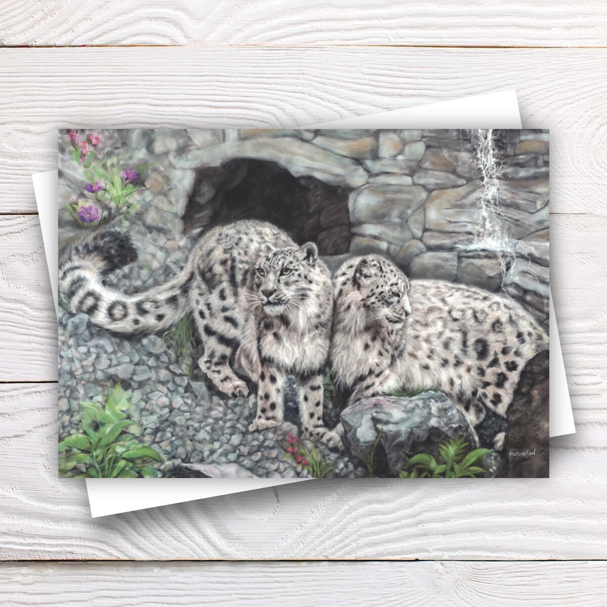 Snow Leopards blank greeting card | Etsy