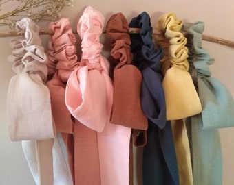 Linen Bamboo Scarf Scrunches/ Linen Hair Scarf Scrunches/ Gift Ideas/ Hair Scrunches/ Linen Scrunches/Hair Accessorise/Mother's dayGift Idea