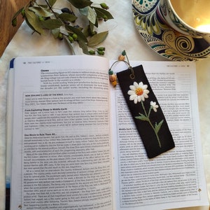 Hand Embroidered Bookmark/ Book Journal Accessories/ Embroidered Bookmark/ Fabric Bookmark/ Floral Bookmark/Anniversary Gift/Mother's Day image 8