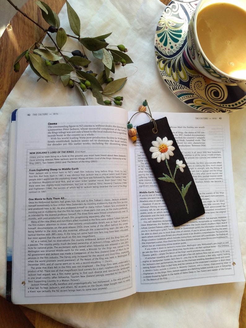 Hand Embroidered Bookmark/ Book Journal Accessories/ Embroidered Bookmark/ Fabric Bookmark/ Floral Bookmark/Anniversary Gift/Mother's Day image 8