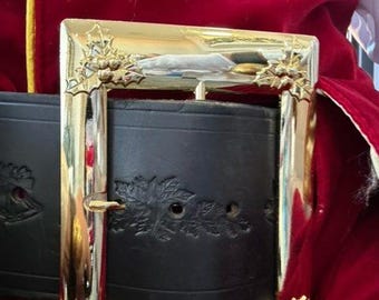 Gold Holly Gürtelschnalle, Santa Schnalle, 4 "Schnalle, Weihnachten Schnalle, Santa Zubehör