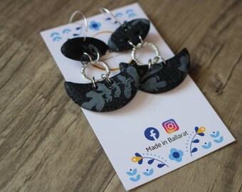 Floral monochrome dangle earrings