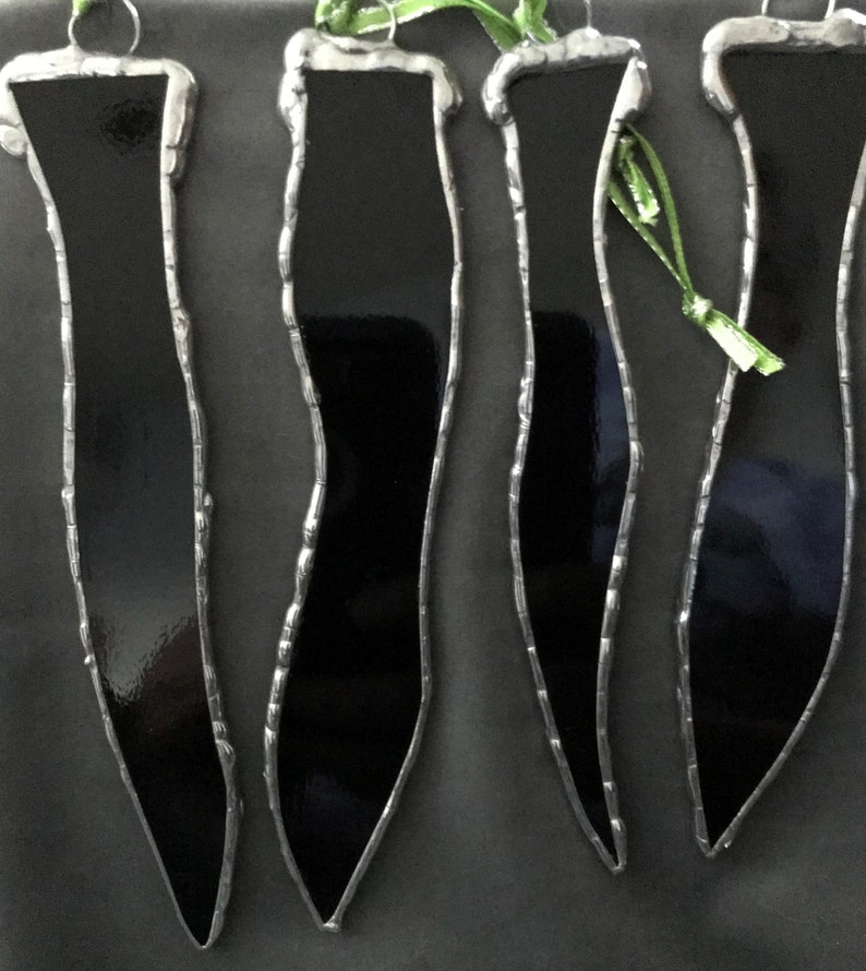 Black Icicles Set Stain Glass Icicles Christmas Tree Etsy