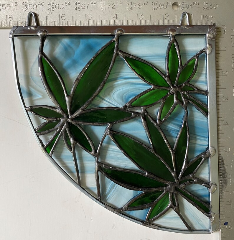 Stained Glass Cannabis Leaf Decoration Marijuana Leaf | Etsy