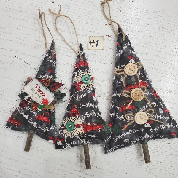 Fabric Christmas Tree Ornaments Etsy