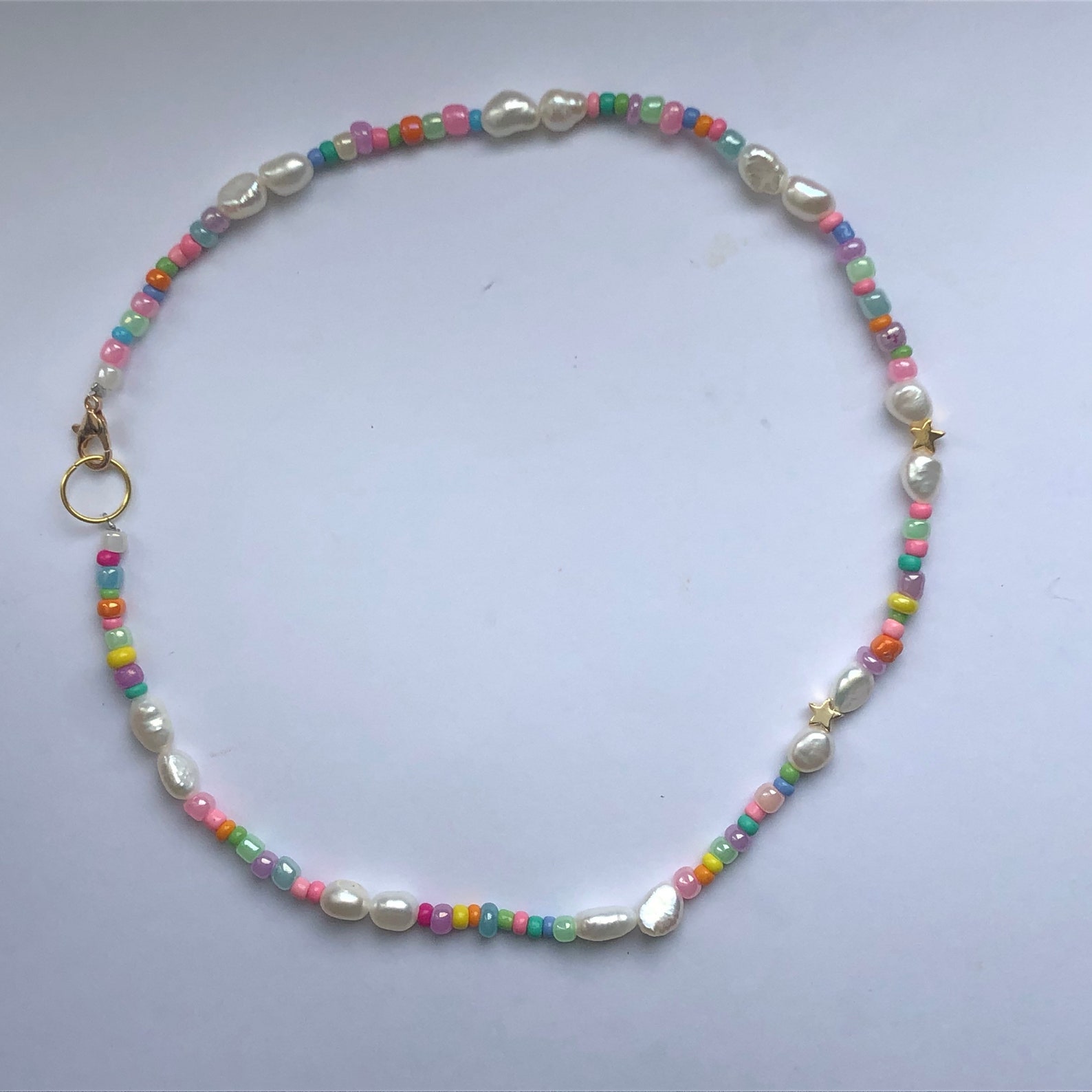 Pearl pastel bead necklace Etsy