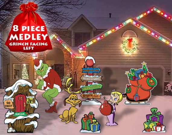 Grinch Christmas Decorations Stealing Christmas Lights Yard Etsy