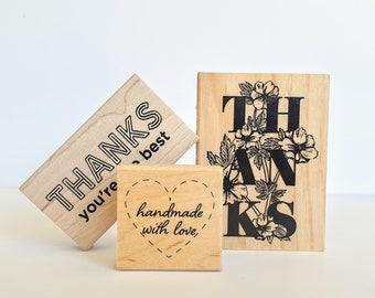 Thank You Rubber Stamp, Handmade Stamp, Wooden block Rubber Stamp, Handmade with love, Stamps, Small Business Stamp, Thanks Stamps