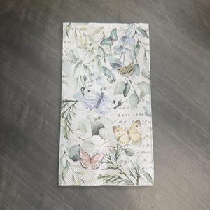Napkins for Paper Napkin Cuts for Decoupage, Craft Paper,  Guest Size Napkin, Butterflies, Soft Colors, Butterfly