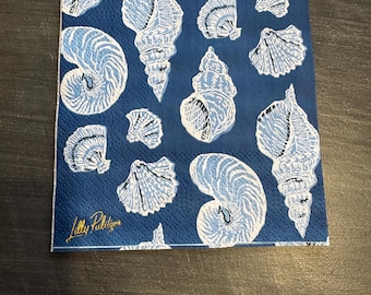 Shells Design (Lilly Pulitzer) Napkins: Cocktail size for decoupage craft