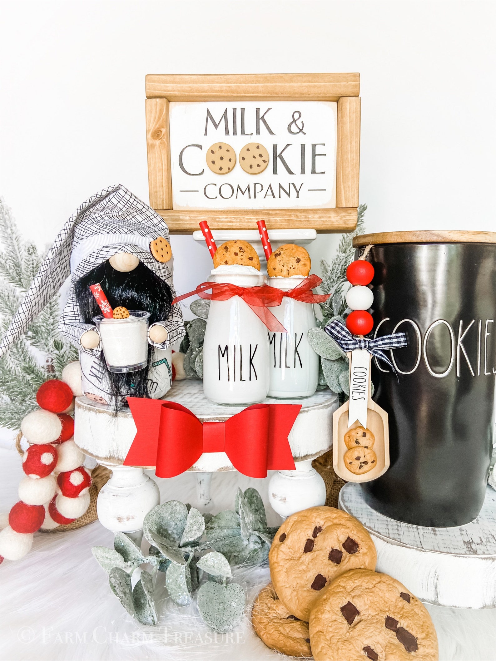 Faux Milk and Cookies Milk Jug Christmas Decor Tiered Tray Etsy