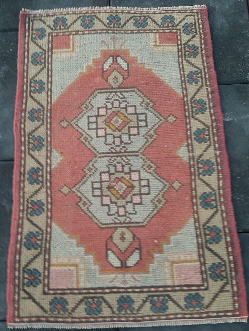 1.8\u00d72.9 ft Vintage oushak rugOushak vintage rug Kitchen decor rug Blue Turkish rug Anatolian rug Handwoven rug Hand made rug Oriental rug
