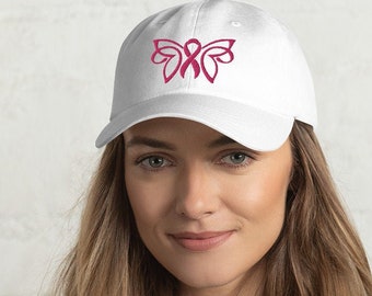 Cancer Ribbon Hat, Breast Cancer Baseball Cap, Chemo Warrior Hat, Fight Breast Cancer Awareness Ribbon, Pink Ribbon Hat, Chemo Hat Gift