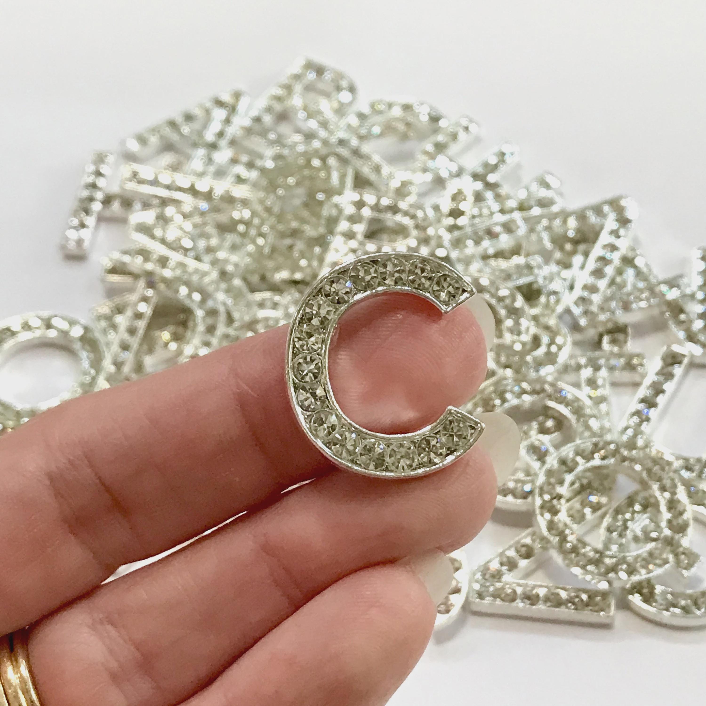 SMALL SILVER LETTERS, Silver Rhinestone Alphabet Letters, Letter ...