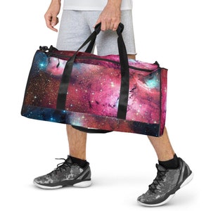 Deep Space Duffel Bag, Nebula Cosmic Travel Duffel, Aurora Constellation Weekender, Solar System Camp Duffle, Universe Duffle Bag Galaxy Bag