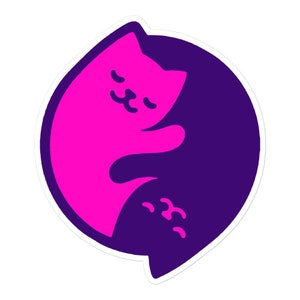 Adesivo YIN YANG CATS, adesivo dualismo sem bolhas, adesivo de vinil para laptop amante de gatos, decoração com adesivo estético de gatinho para capa de celular, diário