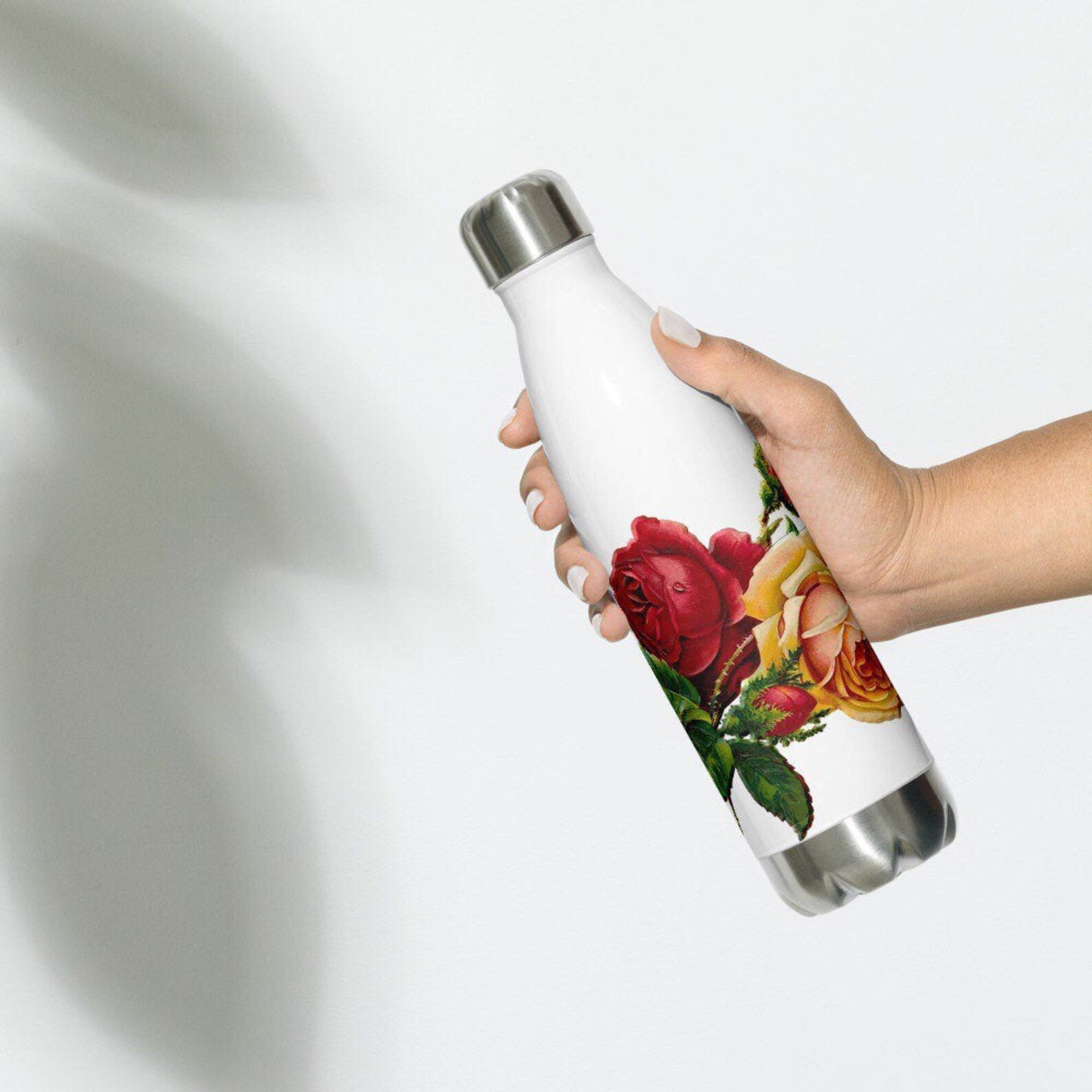 Rose Water Bottle Vintage Rose Flowers Stainless Steel Water Etsy