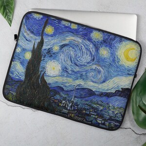 Sterrennacht laptophoes, neopreen hoes Vincent van Gogh beroemde kunst, kunst sterrennacht hoes stof oppervlak, MacBook-hoes, iPad-tabblad