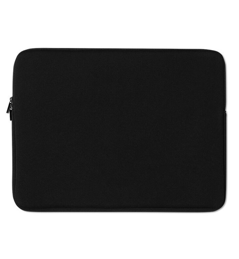 May include: A black laptop sleeve with a zipper closure.