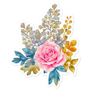 VINTAGE BLUMENAUFKLEBER, Pastell Blumen Vinyl Aufkleber, Aquarell ästhetischer Kiss-Cut Aufkleber, Blumengarten gedruckter Aufkleber für Hochzeit Telefonhülle