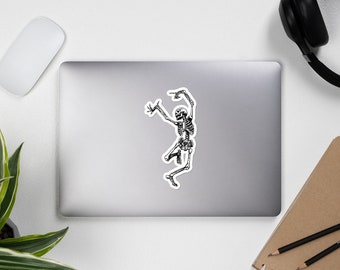 DANCING SKELETON Vinyl Laptop Decal, Bubble Free Sticker for Phone Case luggage, Window Tablet Binder, Computer Skateboard Party Celebration
