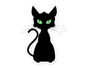 BLACK CAT Vinyl DECAL, Cat Aesthetic Kiss Cut Sticker, Animal Printed Decal for Phone Case, Planner, Notebook, Book, Window, Bottle
