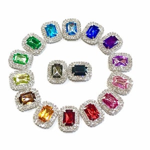 Bellissimo ornamento con strass, decorazione per copricapo da sposa, accessorio per feste di bentornato, retro piatto rettangolare in cristallo, fibbia senza gambo con strass