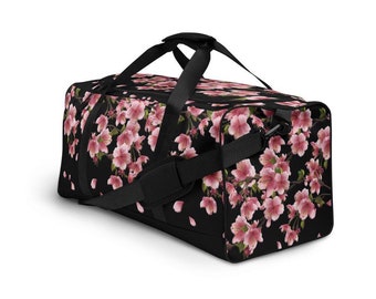 Beautiful CHERRY BLOSSOM Duffel Bag, Sakura Travel Duffel, Stunning Weekender Bag, Cherry Tree Camping Duffle, Floral Gym Bag, Flower Bag