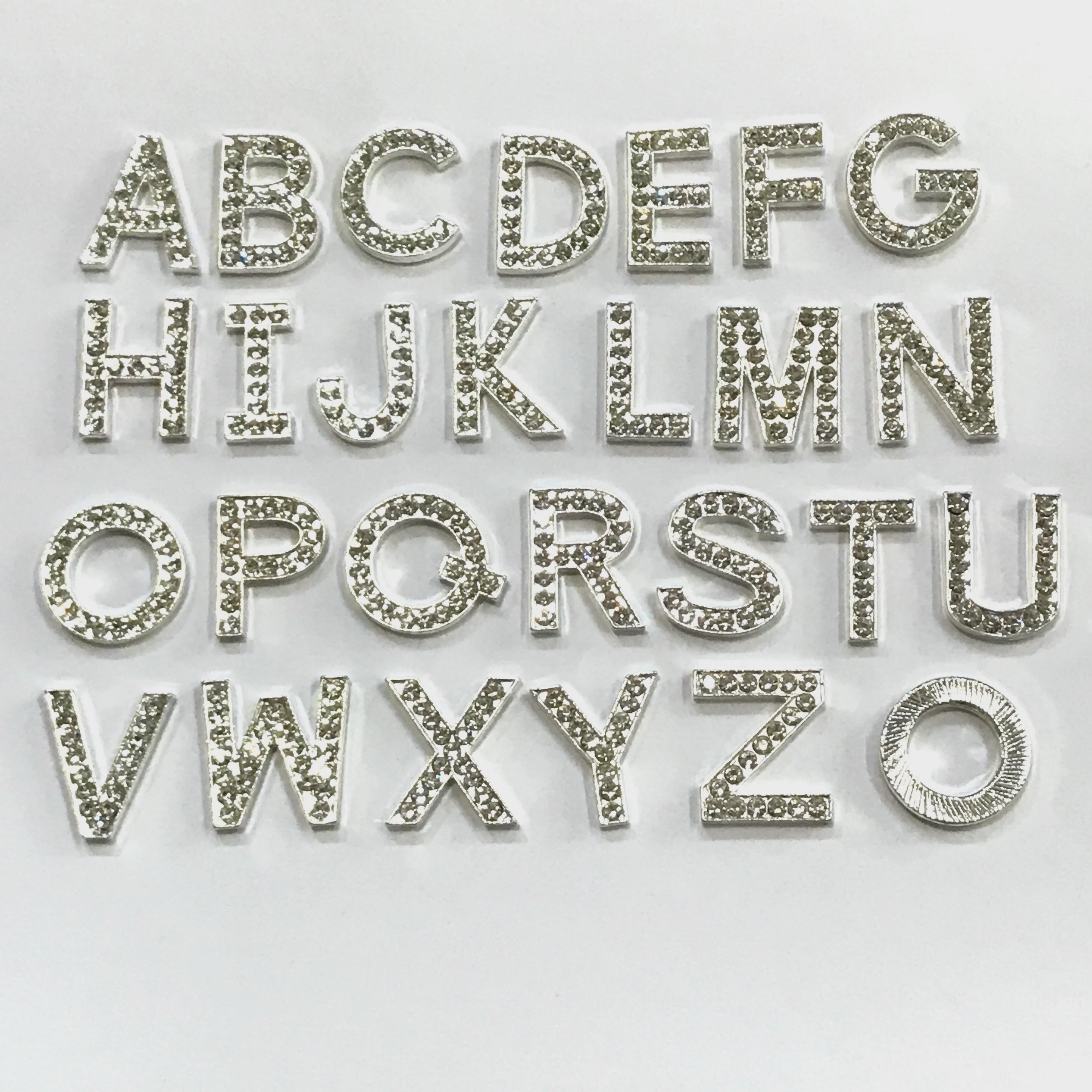 SMALL SILVER LETTERS, Silver Rhinestone Alphabet Letters, Letter ...