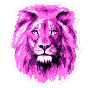 ADESIVO DE LEÃO, Adesivo Rei da Selva sem bolhas, Adesivo de vinil para laptop com gato selvagem grande, Adesivo decorativo estético de gatinho para celular
