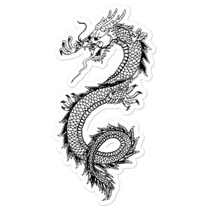 Può includere: Illustrazione in bianco e nero di un drago con squame dettagliate e una coda arrotolata.
