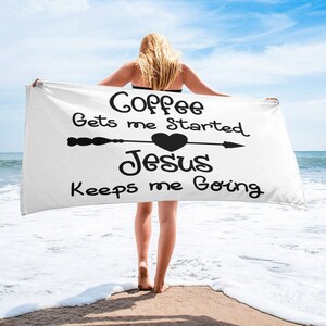 Cadeau : serviette de plage Coffee and Jesus Cabana, enveloppement corporel pour le bain d'été, jeté de pont Cruise pour filles, serviette de piscine pour garçons, vacances de printemps
