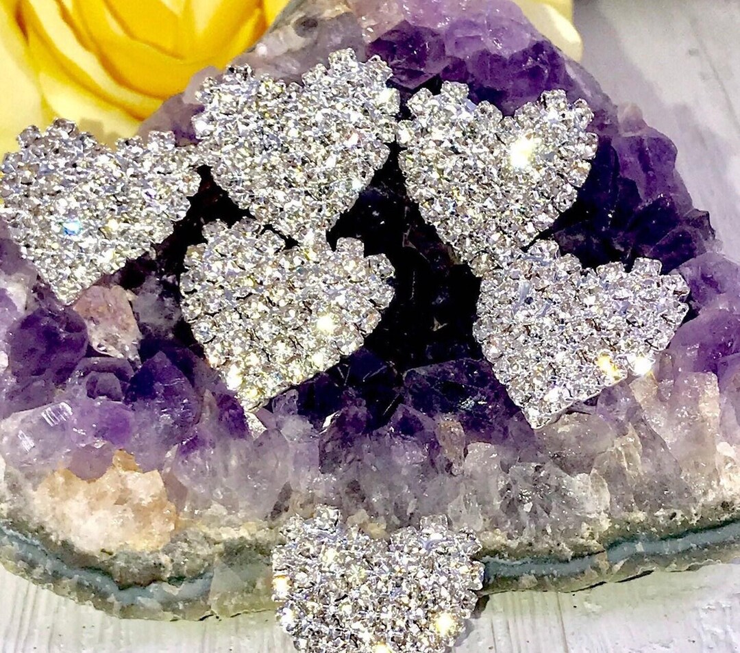 Rhinestone Heart Button: Sparkle Crystal Flat Back Cabochon (22mm) - Etsy