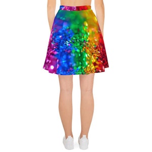 Women&#39;s Rainbow Skater Skirt, Versatile & Stretchy Mini Flared Causal Circle Skirt. For Parties or Everyday Wear - A closet staple piece